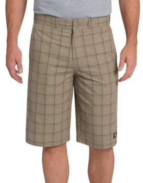 13″ Regular Fit Multi-Use Pocket Plaid Shorts