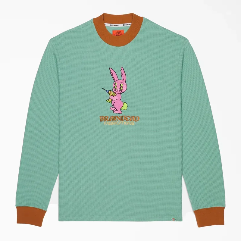 Brain Dead Embroidered Waffle Knit Sweater Brain Dead Embroidered Waffle Knit Sweater
