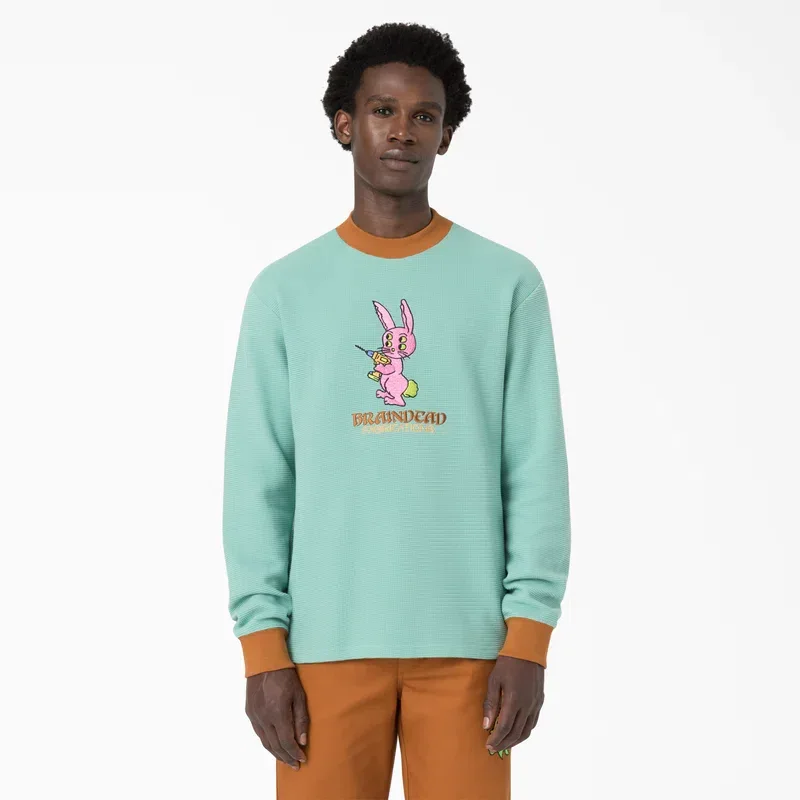 Brain Dead Embroidered Waffle Knit Sweater Brain Dead Embroidered Waffle Knit Sweater