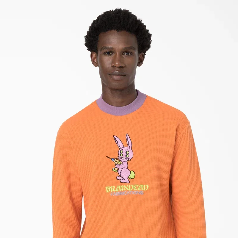 Brain Dead Embroidered Waffle Knit Sweater Brain Dead Embroidered Waffle Knit Sweater