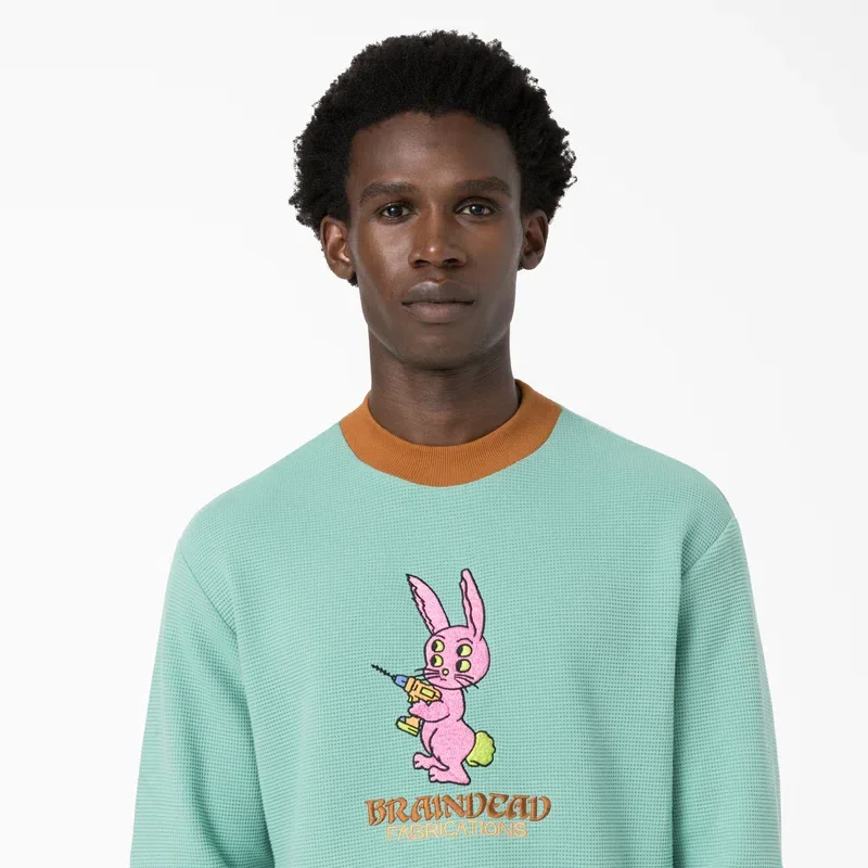Brain Dead Embroidered Waffle Knit Sweater Brain Dead Embroidered Waffle Knit Sweater