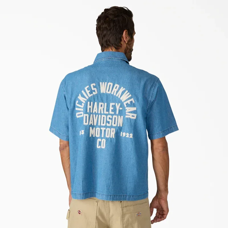 Dickies X Harley-Davidson® Boxy Fit Chambray Embroidered Work Shirt Dickies X Harley-Davidson® Boxy Fit Chambray Embroidered Work Shirt