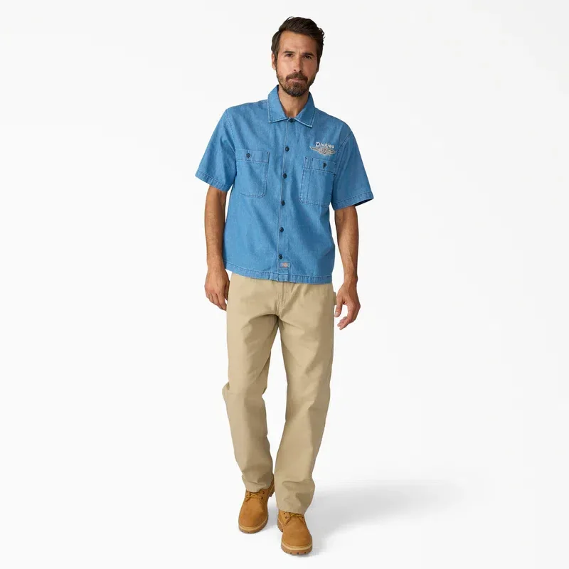 Dickies X Harley-Davidson® Boxy Fit Chambray Embroidered Work Shirt Dickies X Harley-Davidson® Boxy Fit Chambray Embroidered Work Shirt