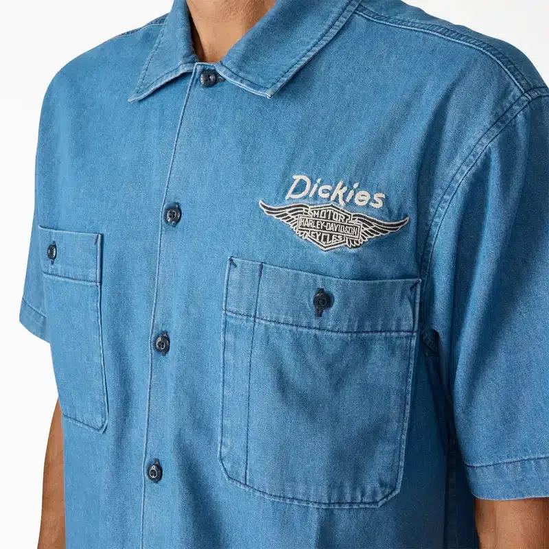 Dickies X Harley-Davidson® Boxy Fit Chambray Embroidered Work Shirt Dickies X Harley-Davidson® Boxy Fit Chambray Embroidered Work Shirt