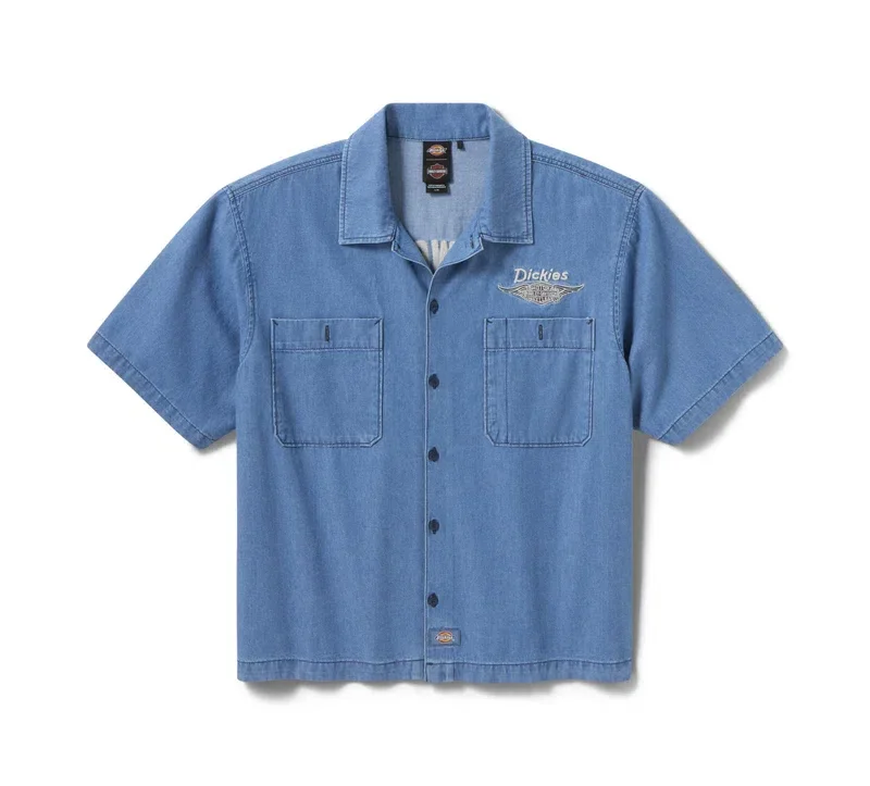 Dickies X Harley-Davidson® Boxy Fit Chambray Embroidered Work Shirt Dickies X Harley-Davidson® Boxy Fit Chambray Embroidered Work Shirt