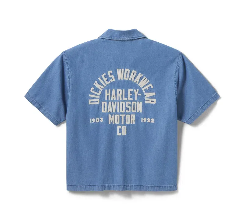 Dickies X Harley-Davidson® Boxy Fit Chambray Embroidered Work Shirt Dickies X Harley-Davidson® Boxy Fit Chambray Embroidered Work Shirt