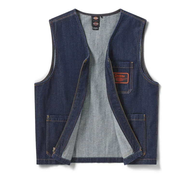 Dickies X Harley-Davidson® Denim Zip-Up Vest Dickies X Harley-Davidson® Denim Zip-Up Vest