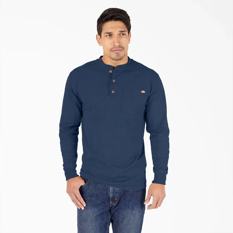 Heavyweight Heathered Long Sleeve Henley T-Shirt Heavyweight Heathered Long Sleeve Henley T-Shirt
