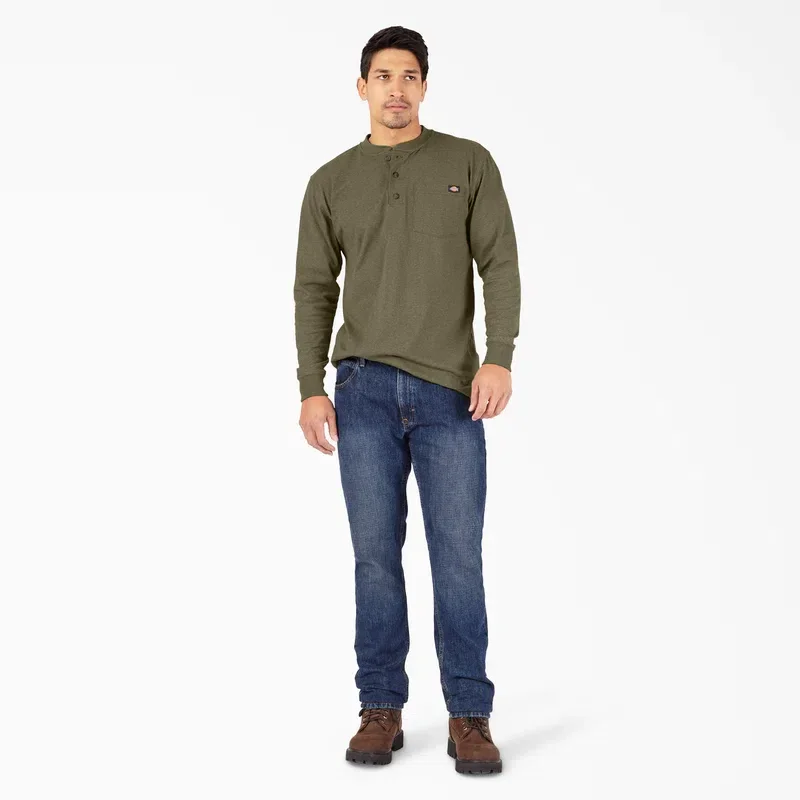 Heavyweight Heathered Long Sleeve Henley T-Shirt Heavyweight Heathered Long Sleeve Henley T-Shirt