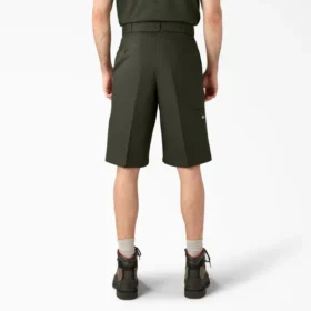 Loose Fit Flat Front Work Shorts, 13″