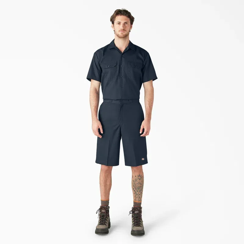 Loose Fit Flat Front Work Shorts, 13″ Loose Fit Flat Front Work Shorts, 13″