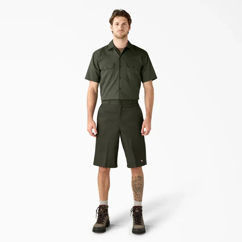 Loose Fit Flat Front Work Shorts, 13″ Loose Fit Flat Front Work Shorts, 13″