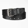 Perforated Leather Double Prong Buckle Belt Perforated Leather Double Prong Buckle Belt