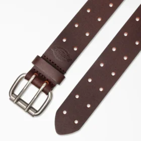 Perforated Leather Double Prong Buckle Belt Perforated Leather Double Prong Buckle Belt