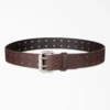 Perforated Leather Double Prong Buckle Belt Perforated Leather Double Prong Buckle Belt