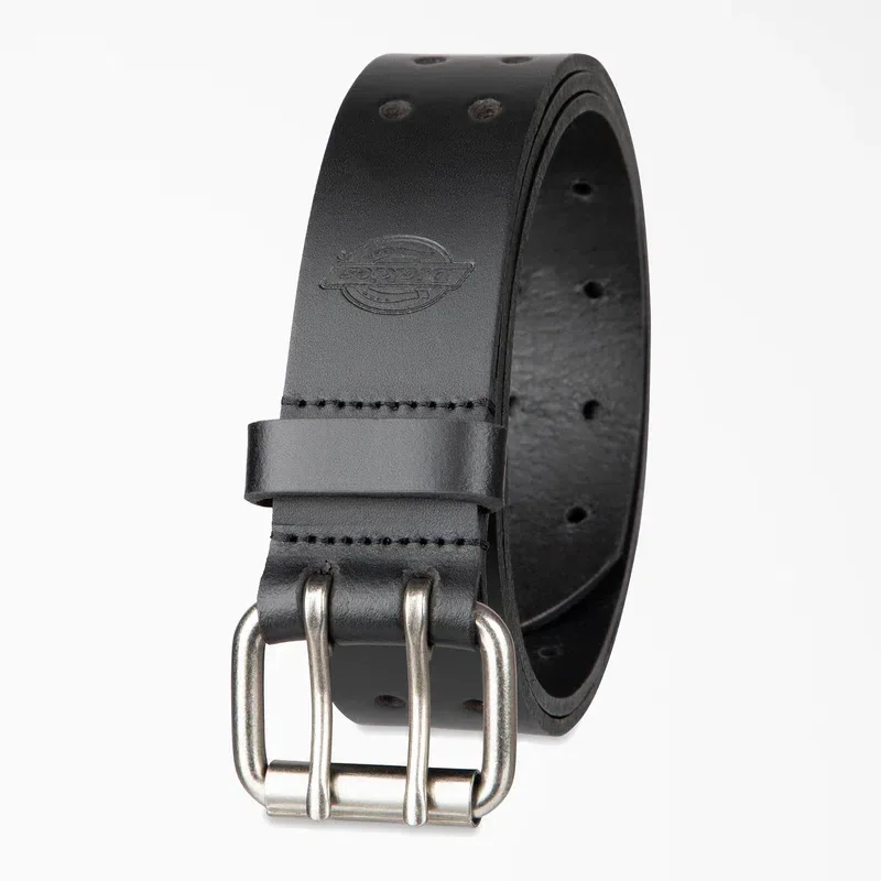 Perforated Leather Double Prong Buckle Belt Perforated Leather Double Prong Buckle Belt