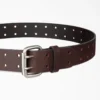 Perforated Leather Double Prong Buckle Belt Perforated Leather Double Prong Buckle Belt