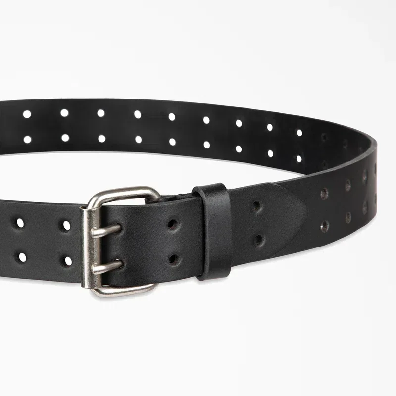 Perforated Leather Double Prong Buckle Belt Perforated Leather Double Prong Buckle Belt