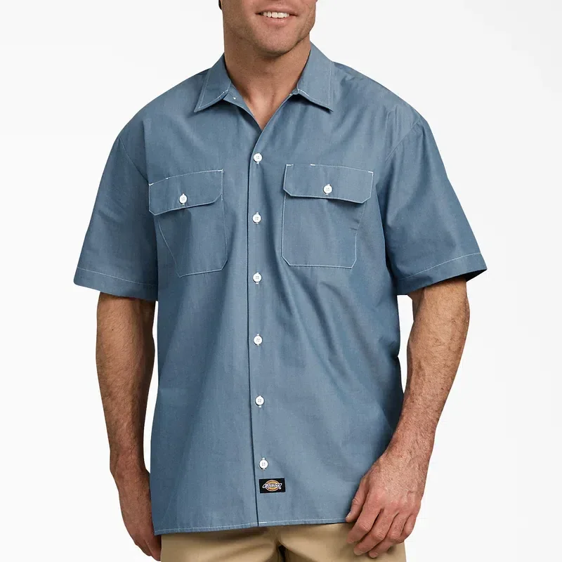 Relaxed Fit Short Sleeve Chambray Shirt Relaxed Fit Short Sleeve Chambray Shirt