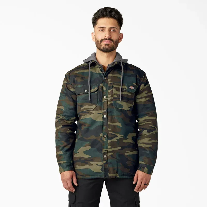 Water Repellent Duck Hooded Shirt Jacket Water Repellent Duck Hooded Shirt Jacket