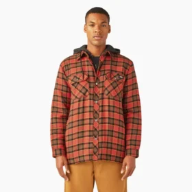 Water Repellent Flannel Hooded Shirt Jacket