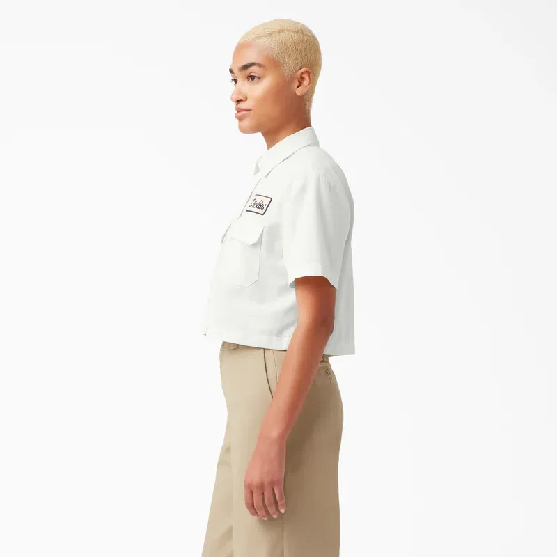 Women’s Embroidered Patch Cropped Work Shirt Women’s Embroidered Patch Cropped Work Shirt