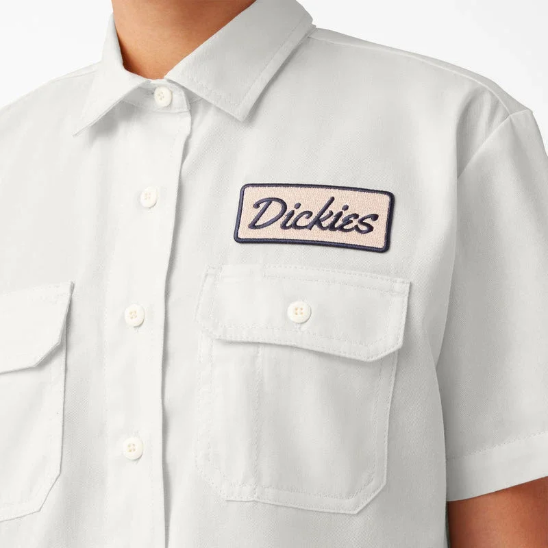 Women’s Embroidered Patch Cropped Work Shirt Women’s Embroidered Patch Cropped Work Shirt