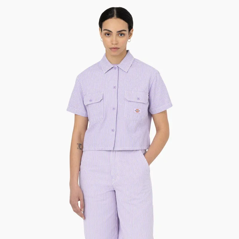 Women’s Hickory Stripe Cropped Work Shirt Women’s Hickory Stripe Cropped Work Shirt