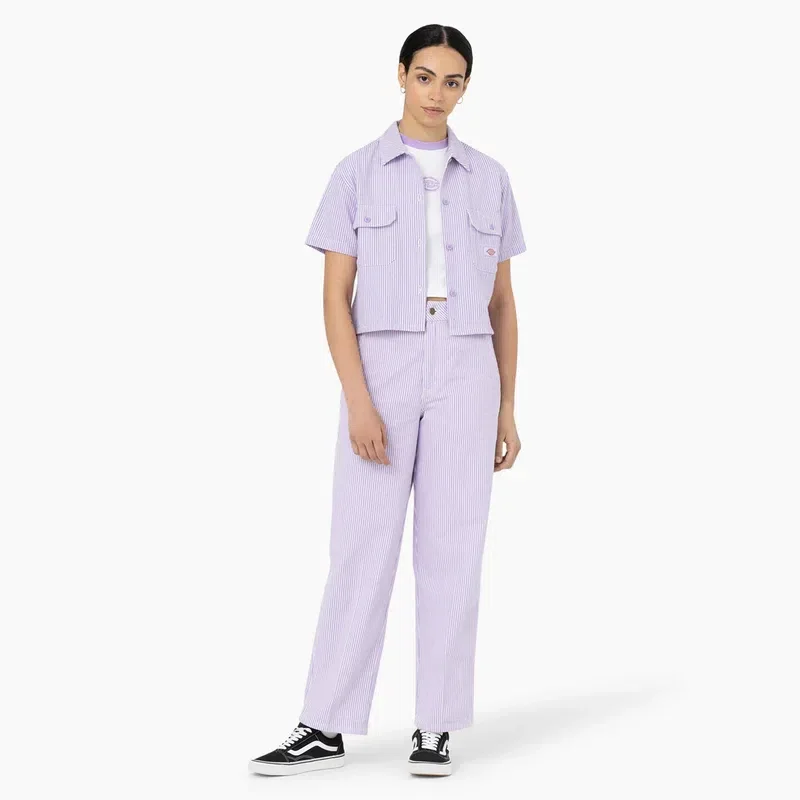 Women’s Hickory Stripe Cropped Work Shirt Women’s Hickory Stripe Cropped Work Shirt