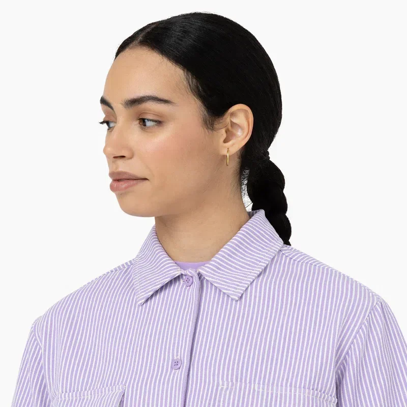 Women’s Hickory Stripe Cropped Work Shirt Women’s Hickory Stripe Cropped Work Shirt