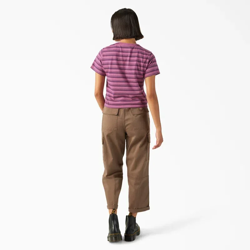 Women’s Large Striped Cropped Pocket T-Shirt Women’s Large Striped Cropped Pocket T-Shirt