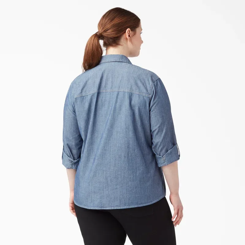 Women’s Plus Chambray Roll-Tab Work Shirt Women’s Plus Chambray Roll-Tab Work Shirt