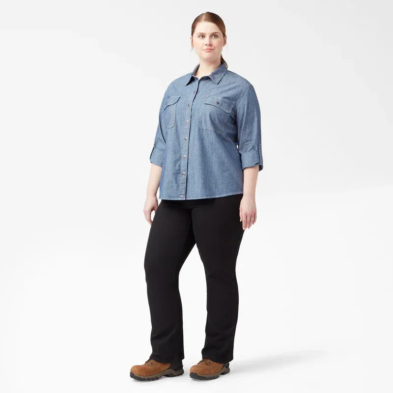 Women’s Plus Chambray Roll-Tab Work Shirt Women’s Plus Chambray Roll-Tab Work Shirt