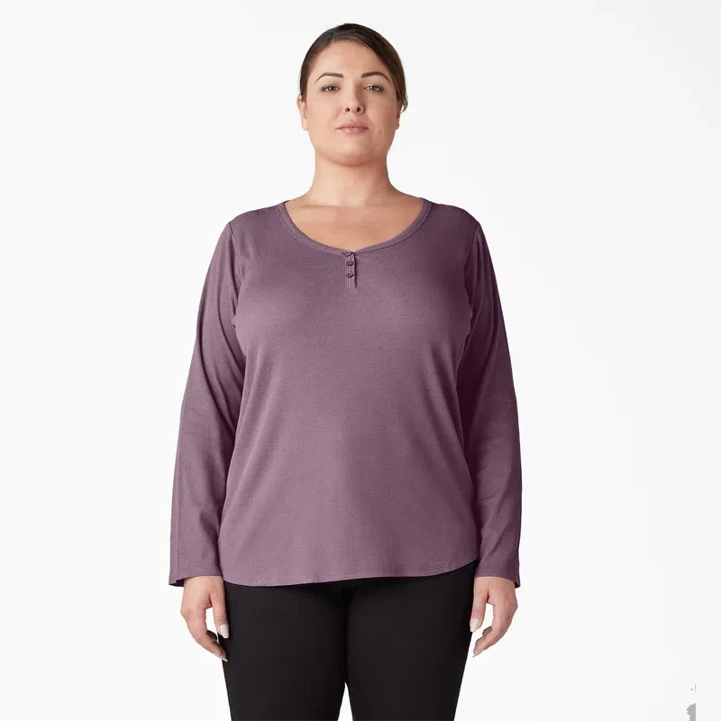 Women’s Plus Henley Long Sleeve Shirt Women’s Plus Henley Long Sleeve Shirt