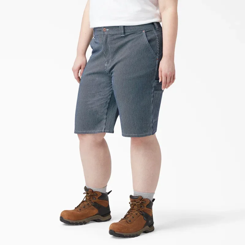 Women’s Plus Hickory Stripe Carpenter Shorts Women’s Plus Hickory Stripe Carpenter Shorts