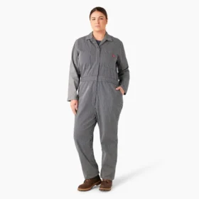 Women’s Plus Relaxed Fit Long Sleeve Hickory Stripe Coveralls
