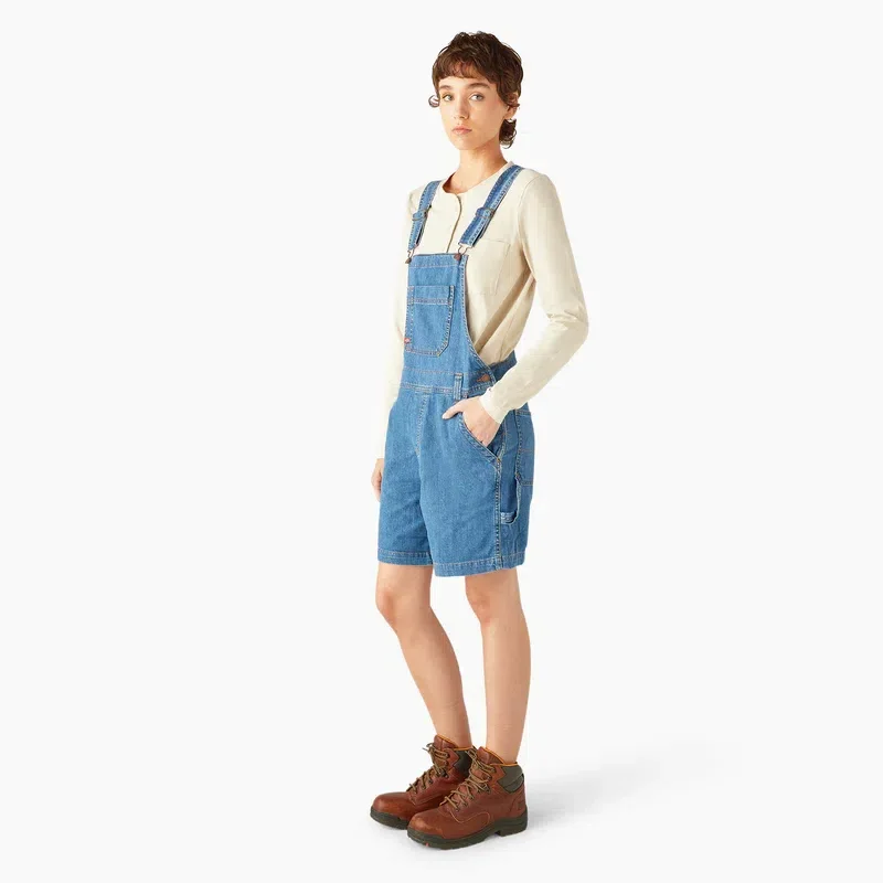 Women’s Relaxed Fit Bib Shortalls, 7″ Women’s Relaxed Fit Bib Shortalls, 7″