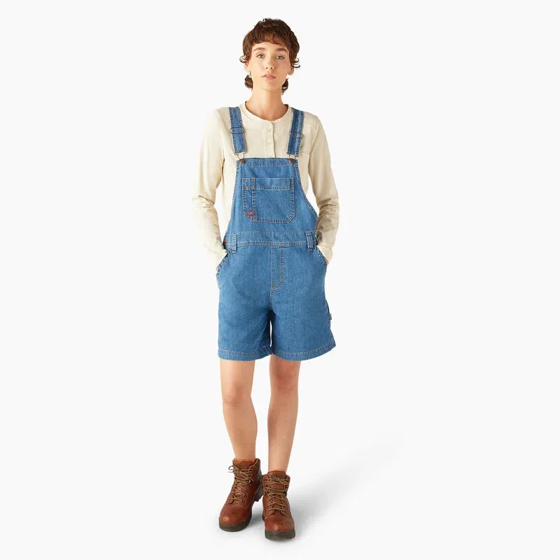 Women’s Relaxed Fit Bib Shortalls, 7″ Women’s Relaxed Fit Bib Shortalls, 7″