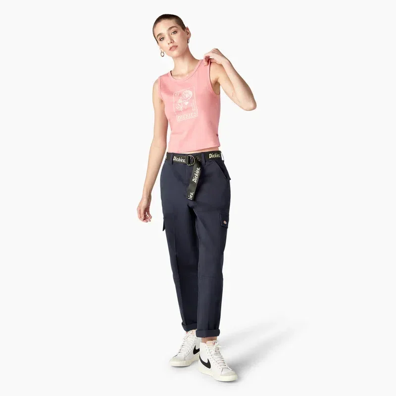Women’s Relaxed Fit Contrast Stitch Cropped Cargo Pants Women’s Relaxed Fit Contrast Stitch Cropped Cargo Pants