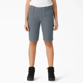 Women’s Relaxed Fit Hickory Stripe Carpenter Shorts, 11″ Women’s Relaxed Fit Hickory Stripe Carpenter Shorts, 11″
