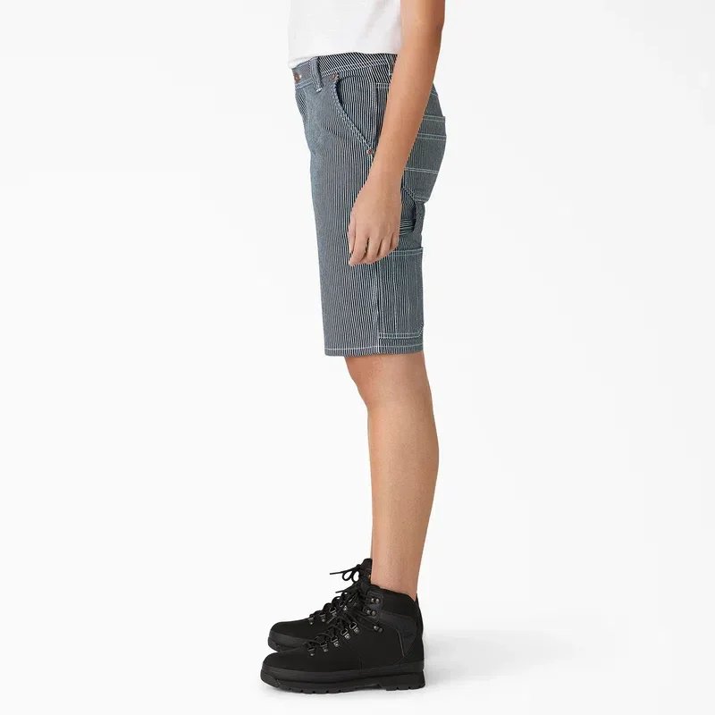 Women’s Relaxed Fit Hickory Stripe Carpenter Shorts, 11″ Women’s Relaxed Fit Hickory Stripe Carpenter Shorts, 11″