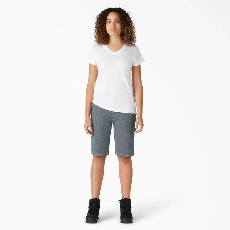 Women’s Relaxed Fit Hickory Stripe Carpenter Shorts, 11″ Women’s Relaxed Fit Hickory Stripe Carpenter Shorts, 11″