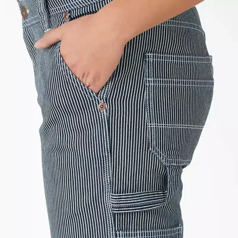 Women’s Relaxed Fit Hickory Stripe Carpenter Shorts, 11″ Women’s Relaxed Fit Hickory Stripe Carpenter Shorts, 11″