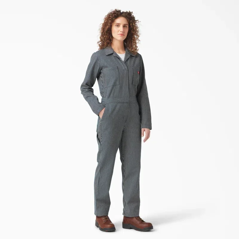 Women’s Relaxed Fit Long Sleeve Hickory Stripe Coveralls Women’s Relaxed Fit Long Sleeve Hickory Stripe Coveralls